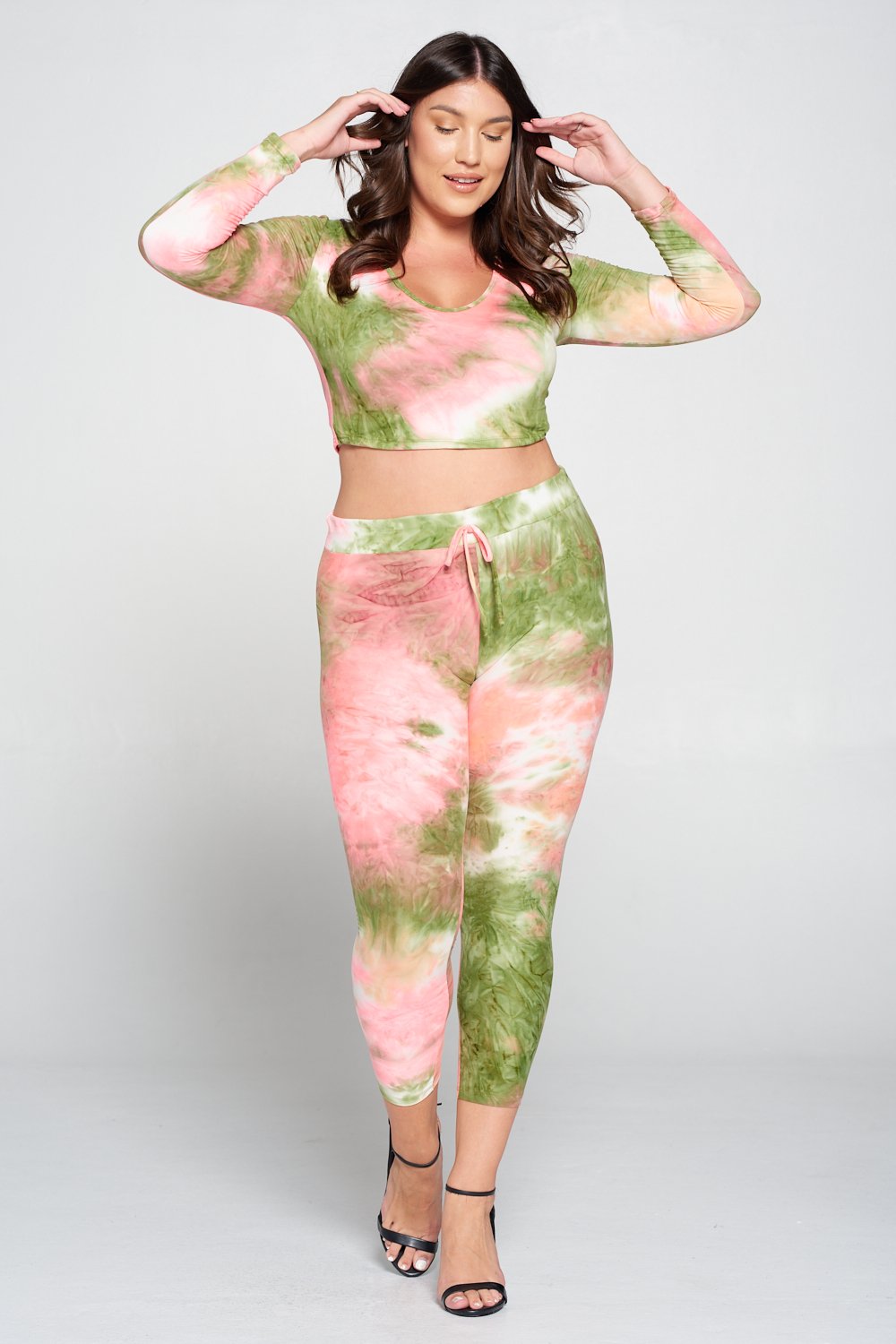 Plus size tie online dye sweatshirt and sweatpant