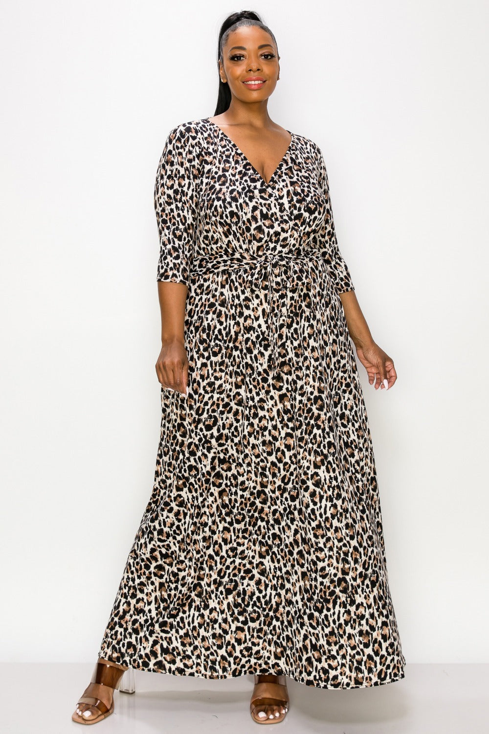 Animal print wrap outlet dress plus size