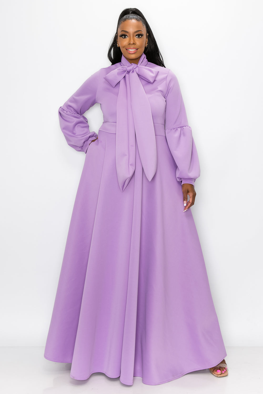 Bella Donna Dress with Ribbon and Bishop Sleeves