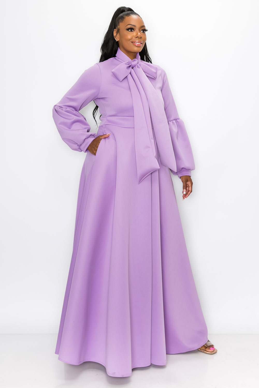 Bella Donna Dress with Ribbon and Bishop Sleeves