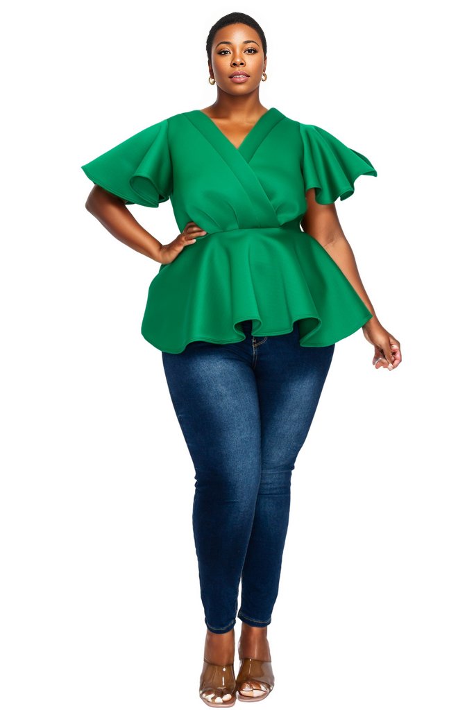 Green best sale peplum top