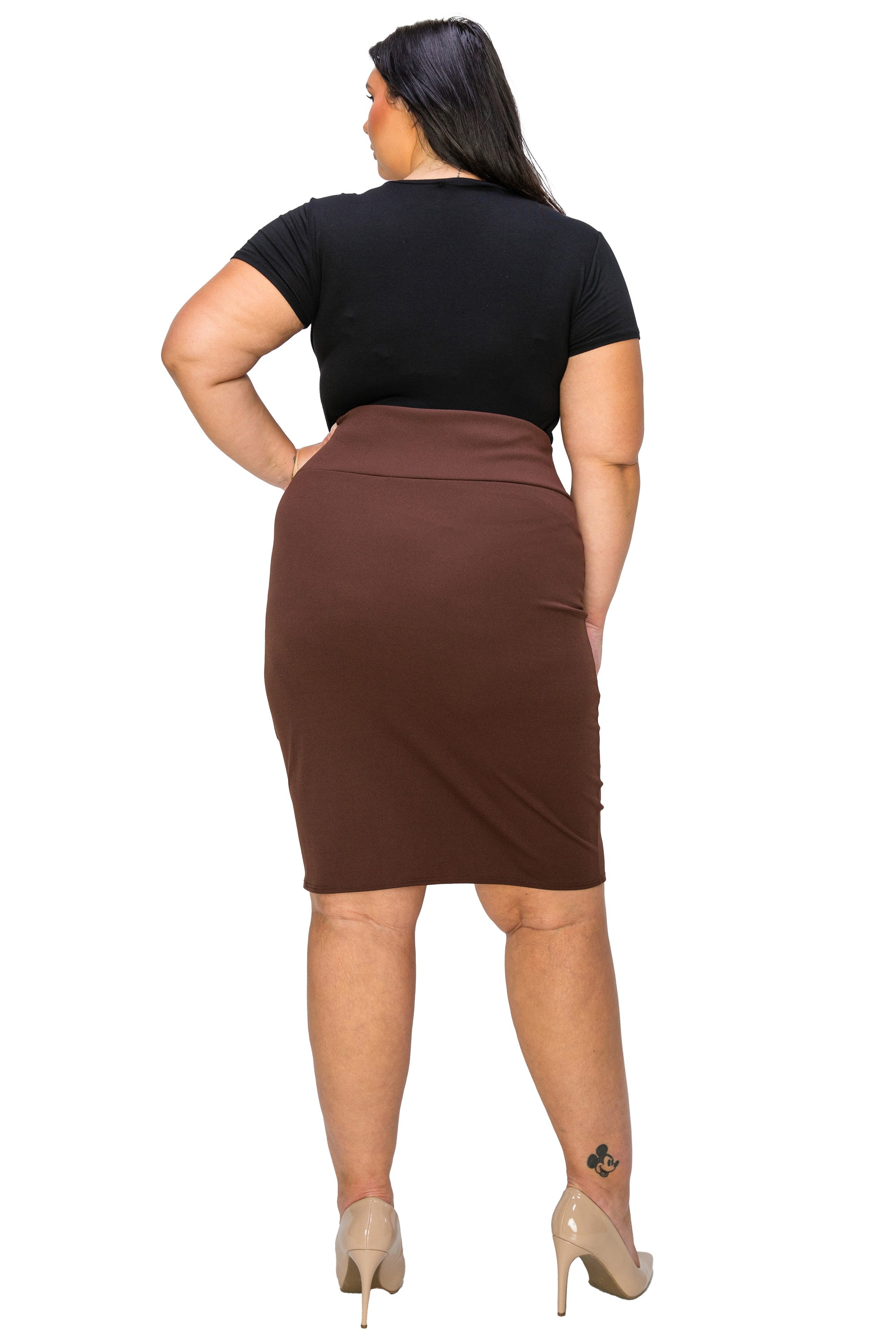 Plus size 2024 brown pencil skirt