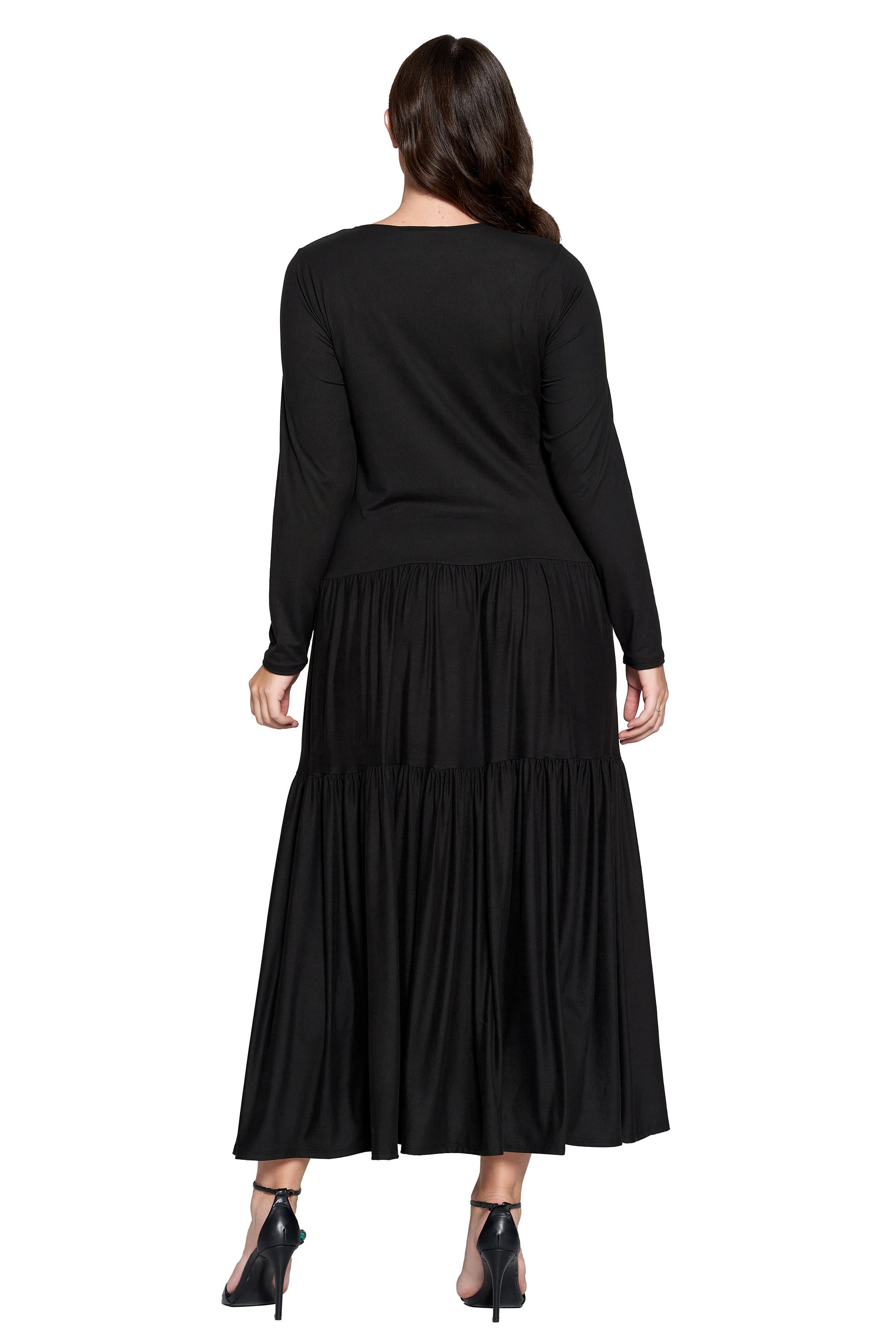 Plus Size Tiered Maxi Dress With Long Sleeves | LIVD Apparel – L I V D