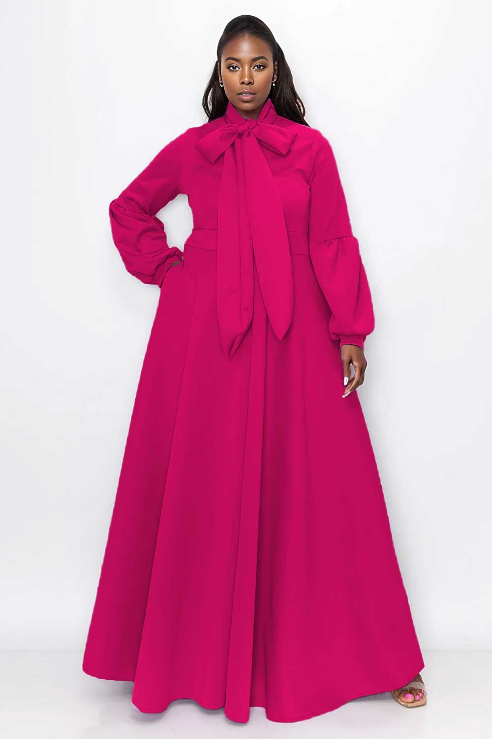 Bella Donna Dress with Ribbon and Bishop Sleeves