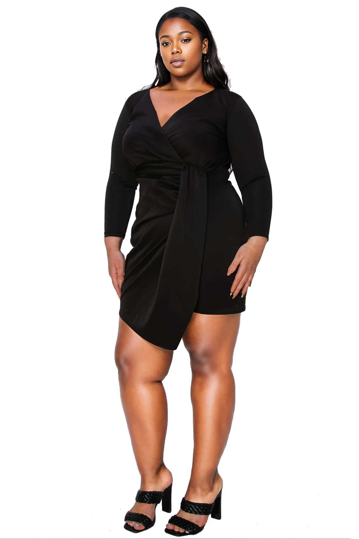 Raven Faux Wrap Bodycon Dress