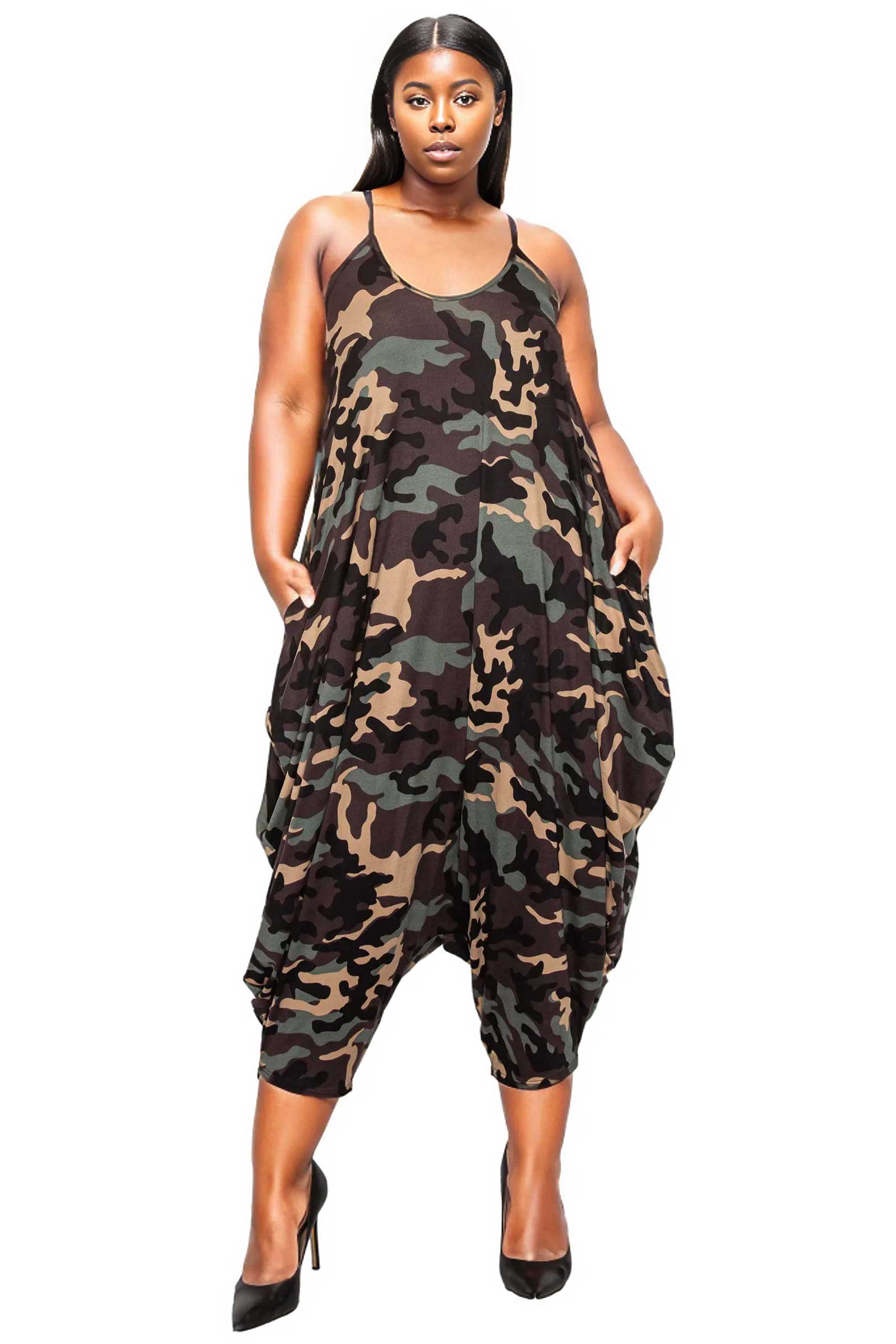 L I V D Montana Camo Jumpsuit Khaki