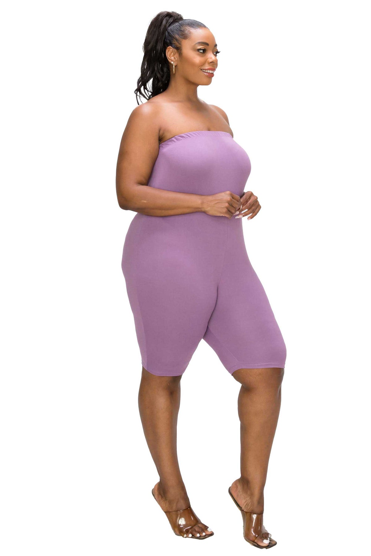 livd L I V D women's plus size boutique bodycon rompear in dark grey black