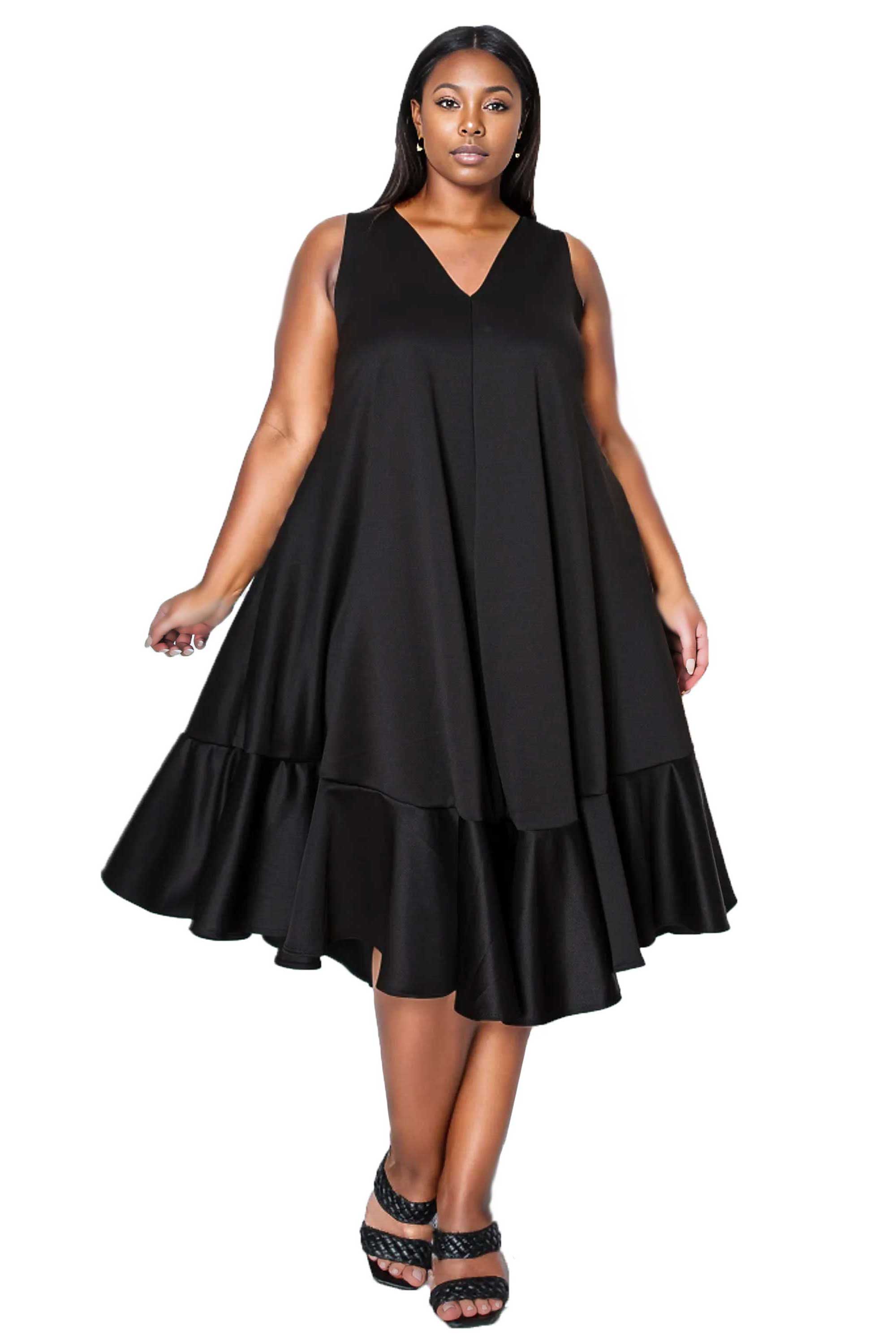 Plus Size Simone Sleeveless Pocket Flare Dress L I V D