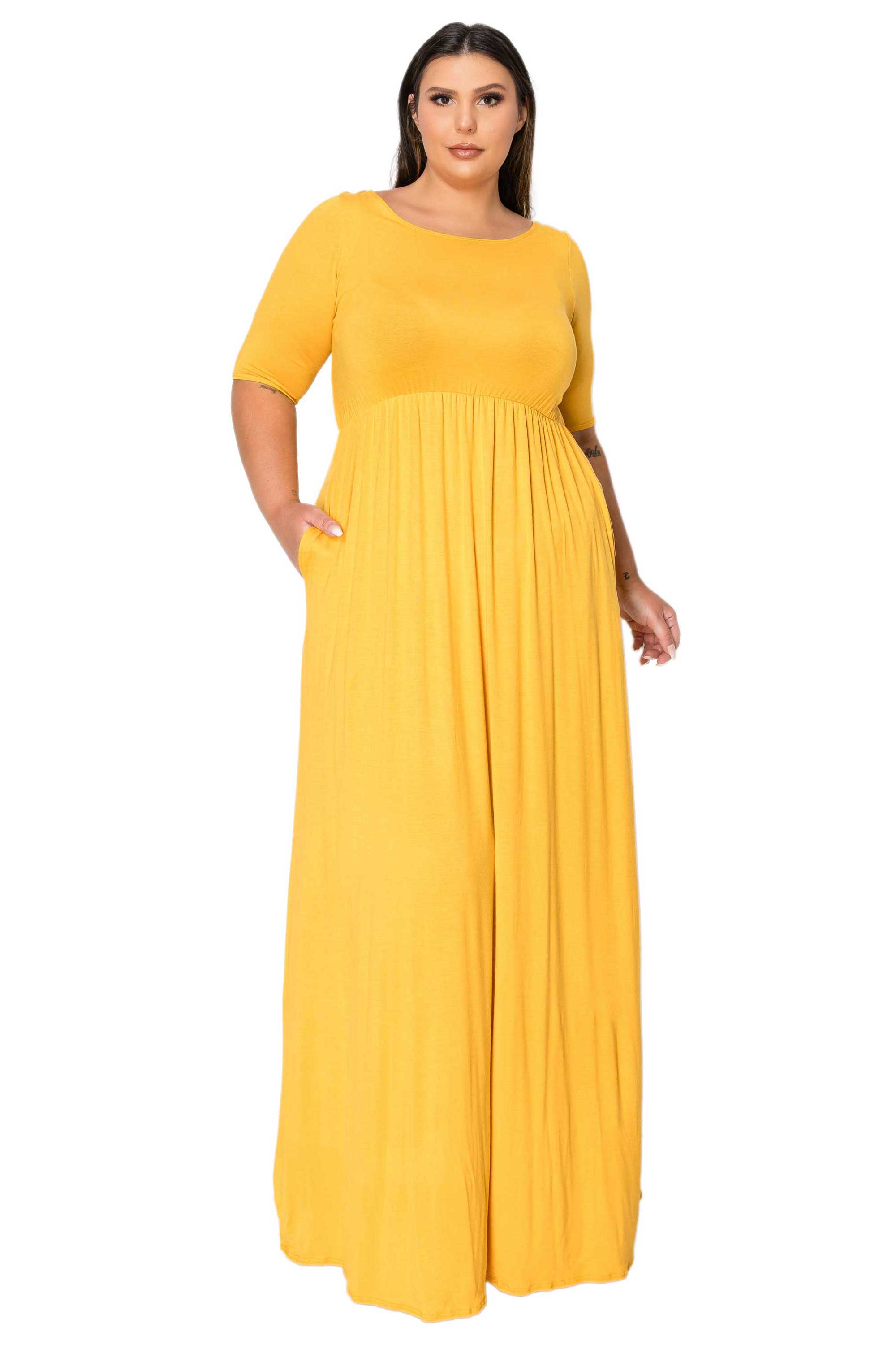 Mustard plus size maxi dress best sale