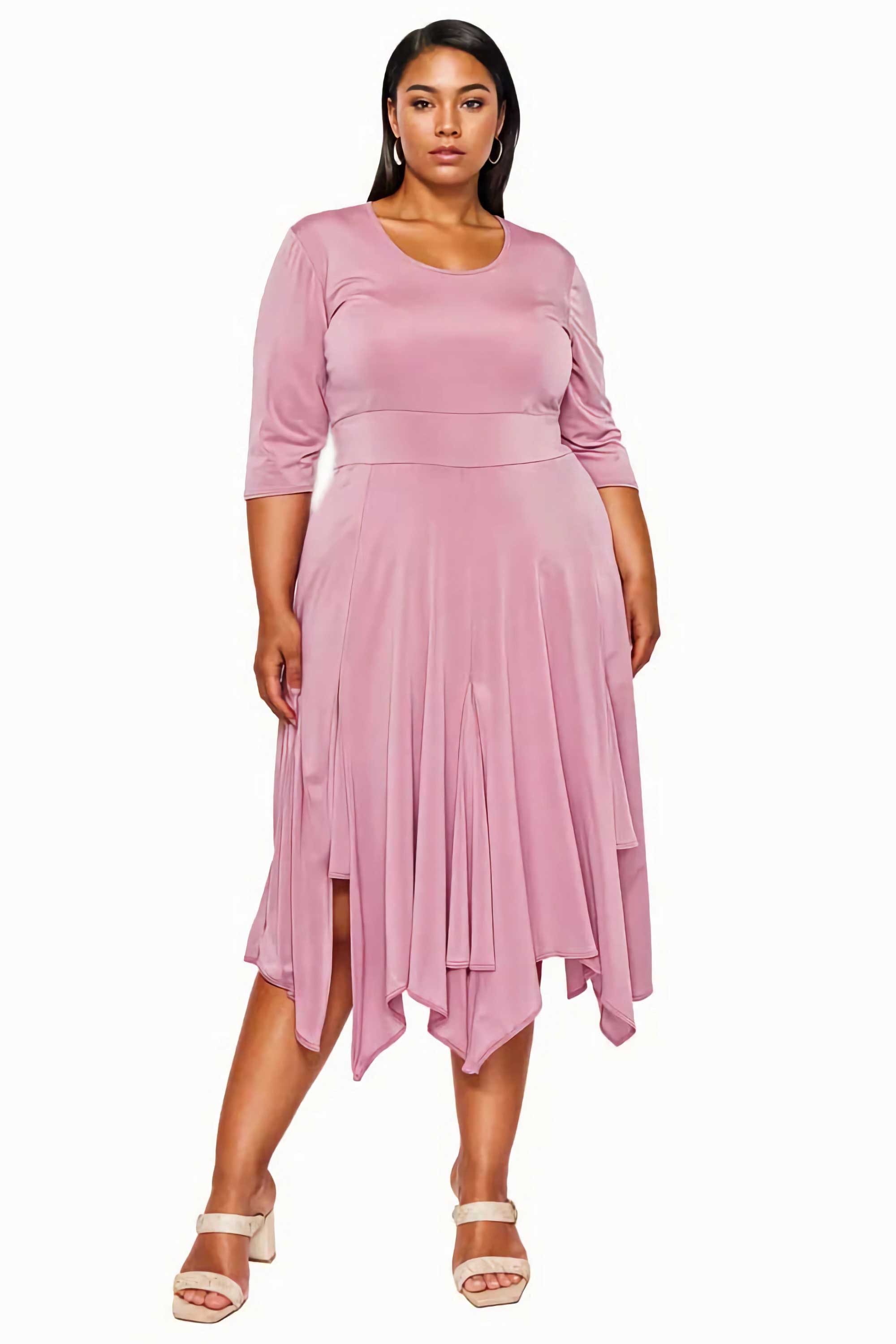 Plus size handkerchief hem dress hotsell