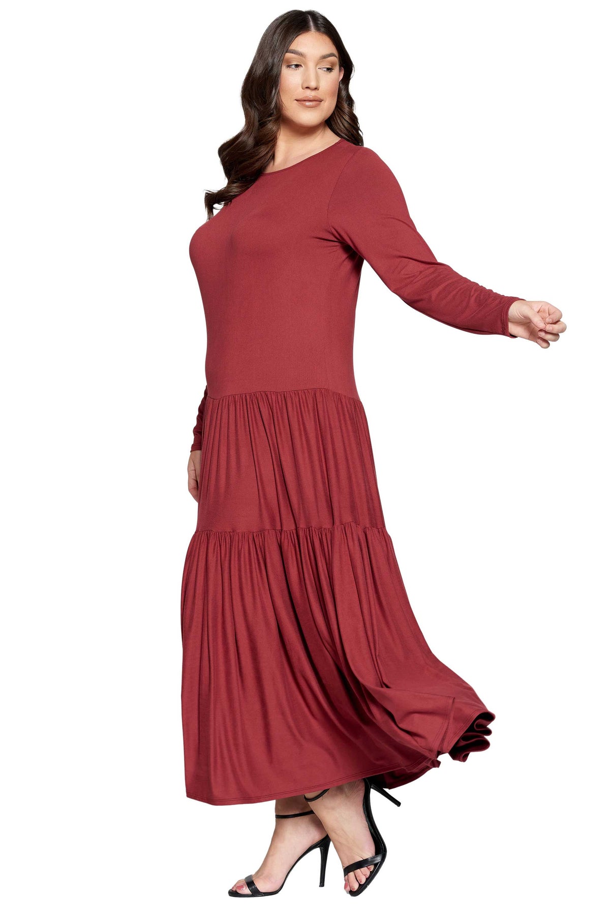 Tiered Maxi Dress with Long Sleeves