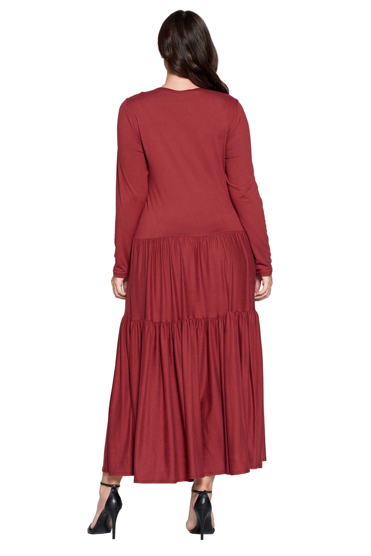 Tiered Maxi Dress with Long Sleeves