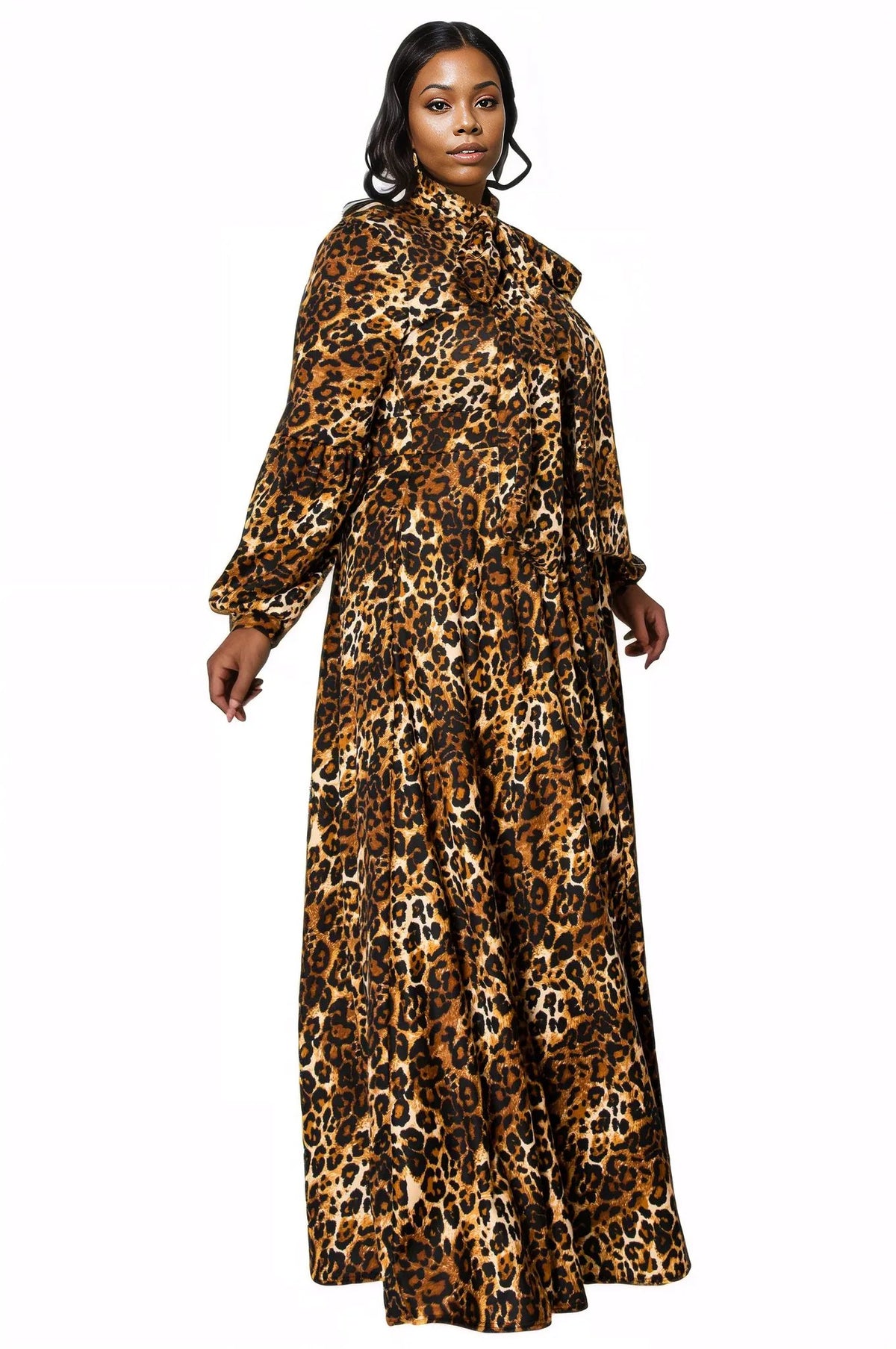 Luciana Leopard Print Pocket Maxi Dress