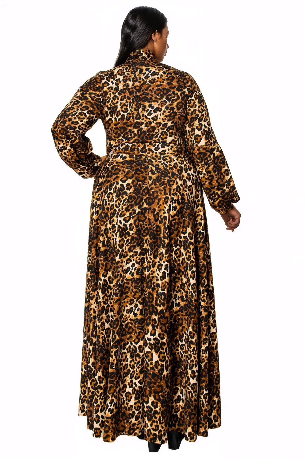 Luciana Leopard Print Pocket Maxi Dress