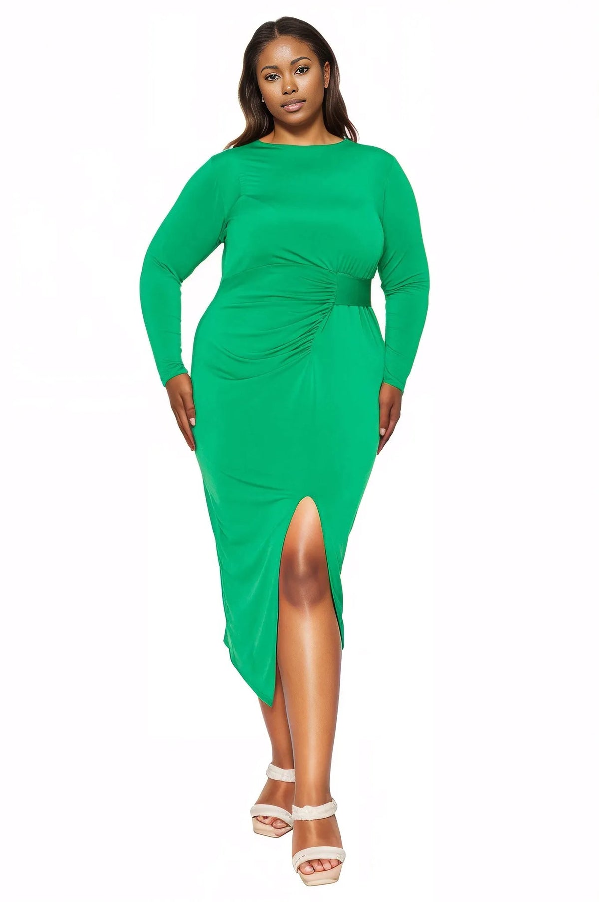 Estelle Ruched Bodycon Midi Dress