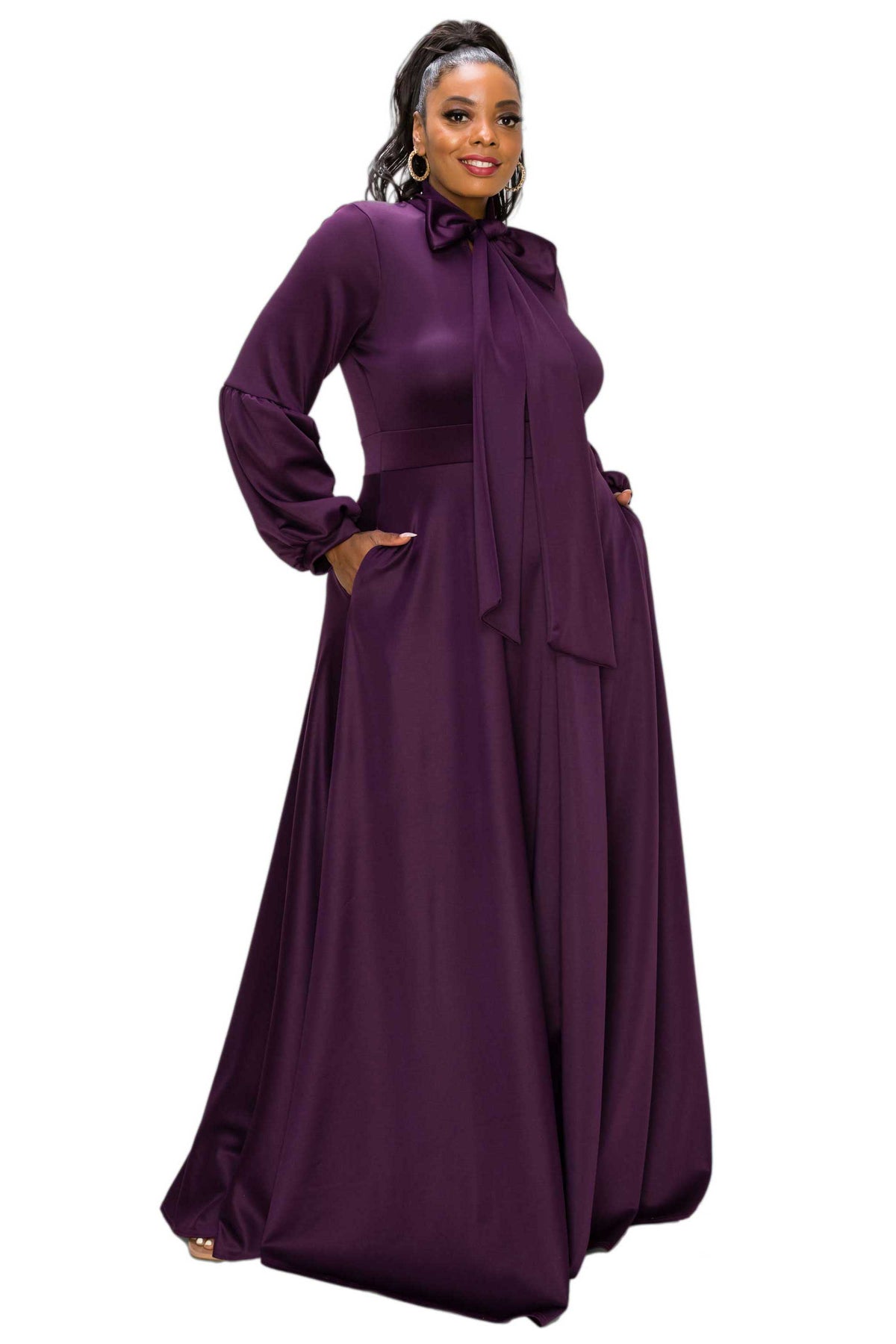 Bella Donna Dress with Ribbon and Bishop Sleeves