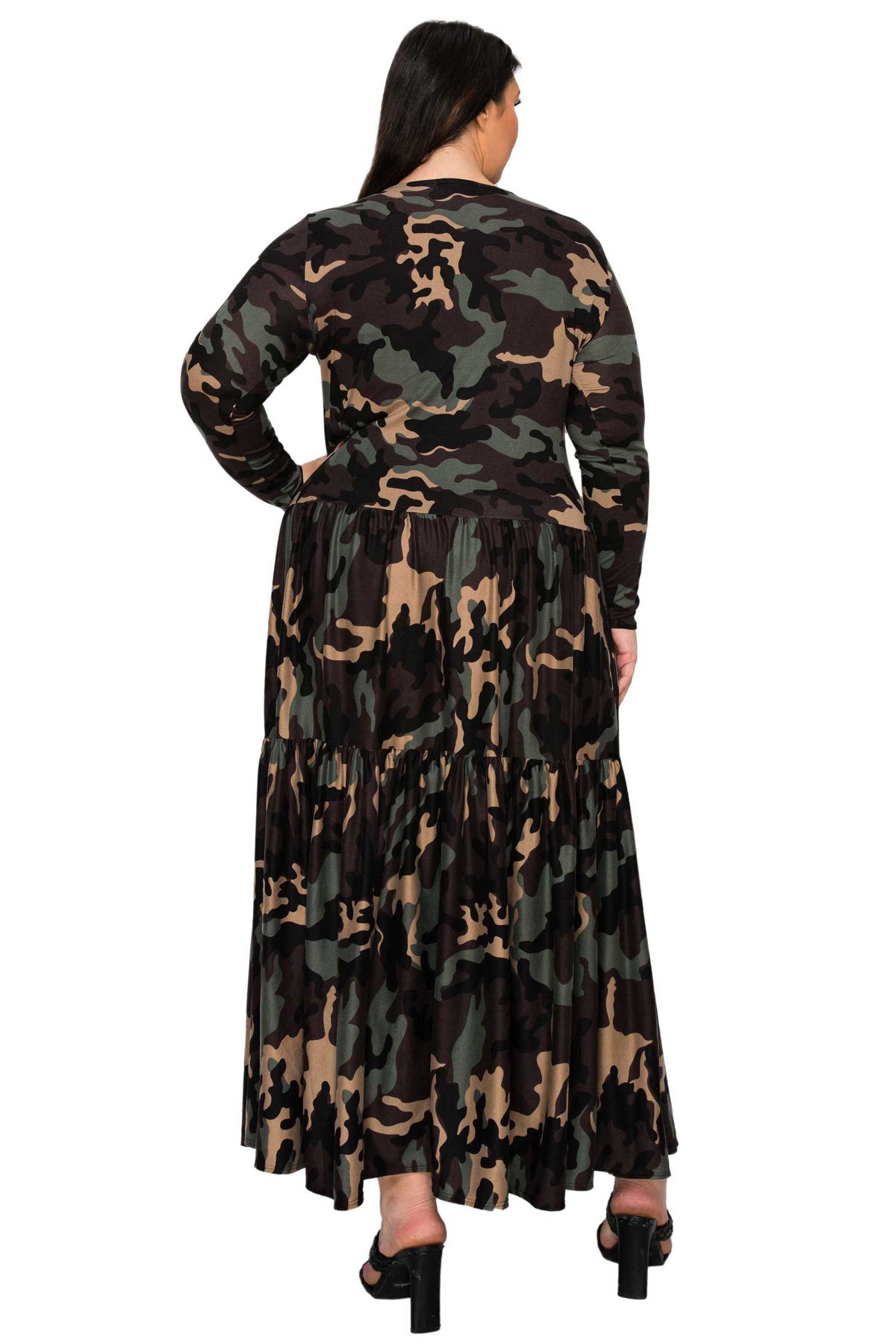 Silvestra Camo Tiered Maxi Dress