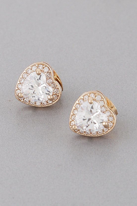 Crystal Heart Stud Earrings