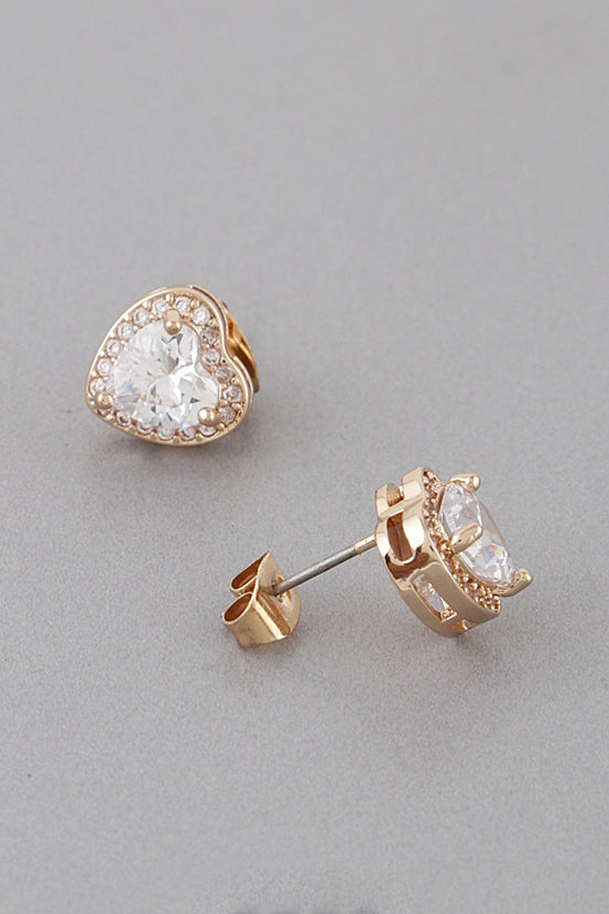 Crystal Heart Stud Earrings