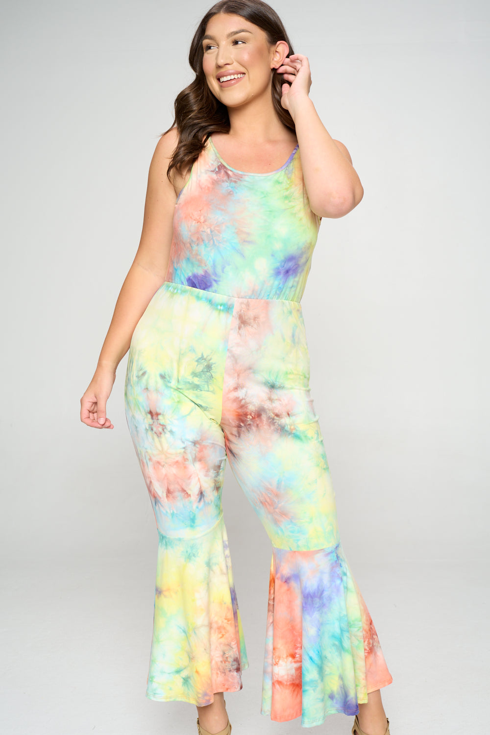 Tie dye store flare jumpsuit