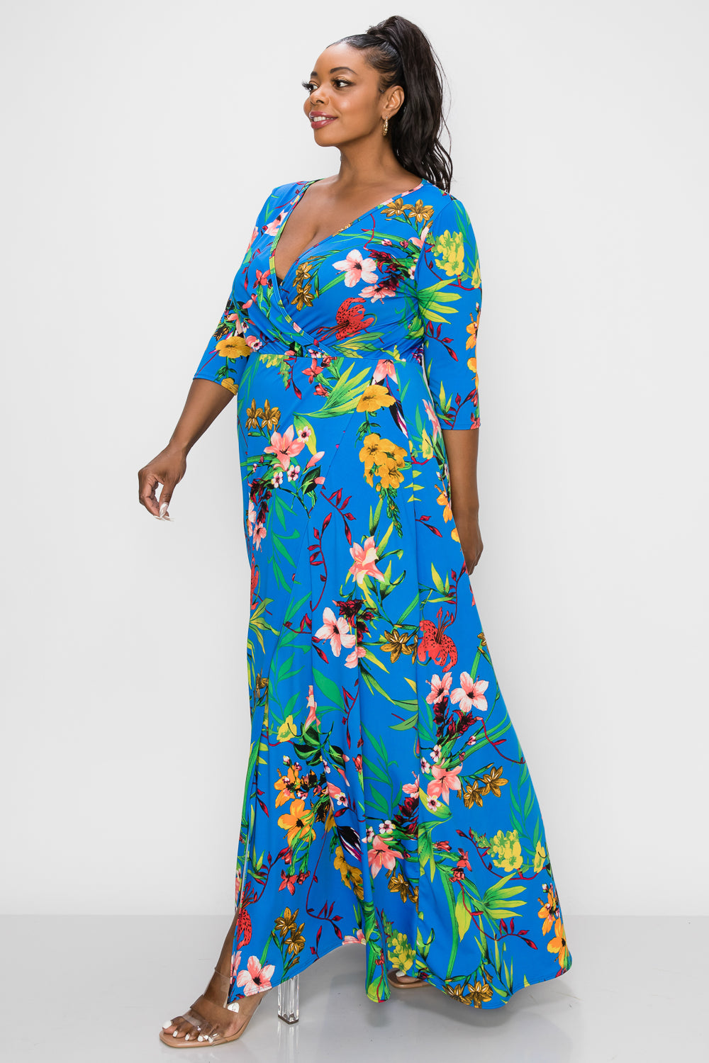 Floral Wrap Maxi Dress - L I V D