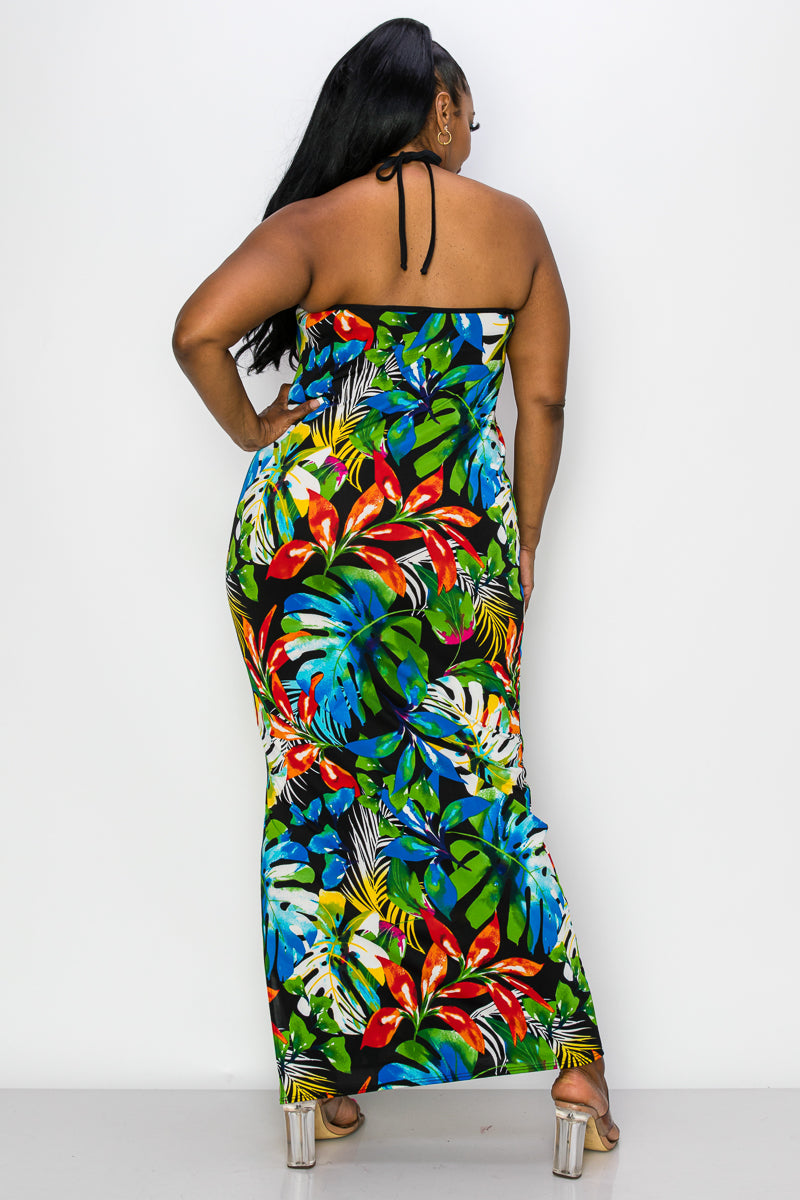 Kehlani Halter Neck Maxi Dress - L I V D